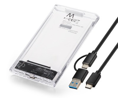 CAIXA EXT. EWENT 2.5" SATA USB-C/USB-A 3.2 TRANSPARENTE